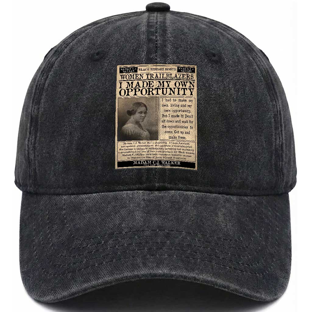 Madam C.J. Walker Washed Cotton Baseball Cap I Made My Own Opportunity TS12 Print Your Wear