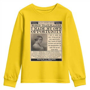 Madam C.J. Walker Youth Sweatshirt I Made My Own Opportunity TS12 Daisy Print Your Wear