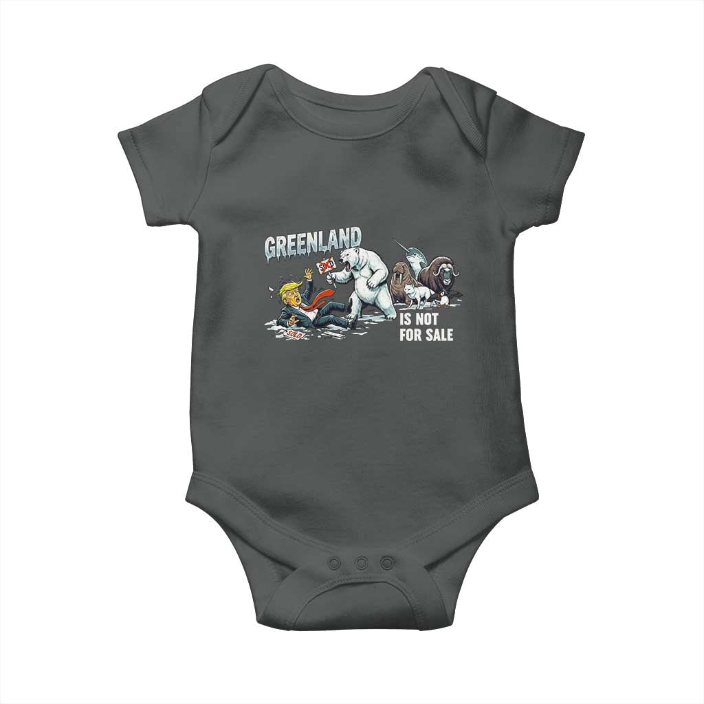 Greenland Not For Sale Baby Onesie Political Humor Gift TS12 Dark Heather Print Your Wear
