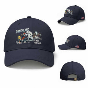 Greenland Not For Sale Baseball Cap Political Humor Gift TS12 Baseball Cap Universal Fit Navy Print Your Wear