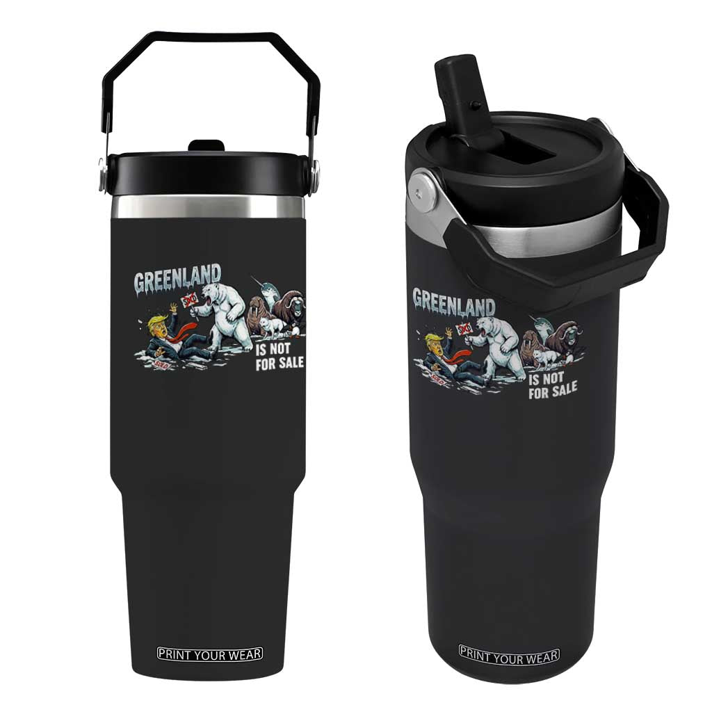 Greenland Not For Sale Flip Straw Tumbler Political Humor Gift TS12 One Size: 30 oz Black Print Your Wear