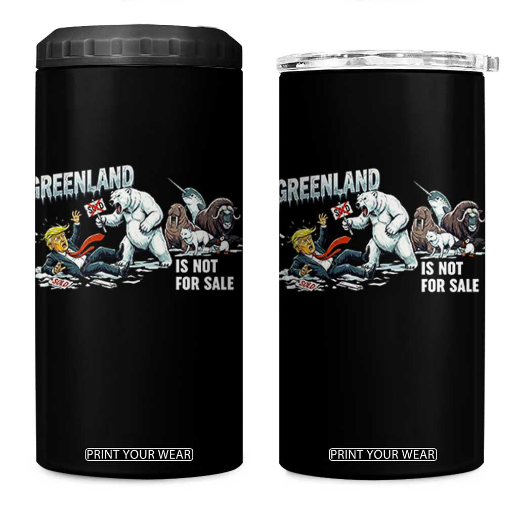 Greenland Not For Sale 4 in 1 Can Cooler Tumbler Political Humor Gift TS12 One Size: 16 oz Black Print Your Wear