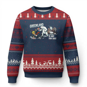 Greenland Not For Sale Ugly Christmas Sweater Political Humor Gift TS12 Navy Red Print Your Wear