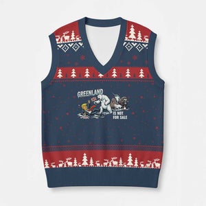 Greenland Not For Sale V-Neck Knit Sweater Vest Political Humor Gift TS12 Navy Red Print Your Wear