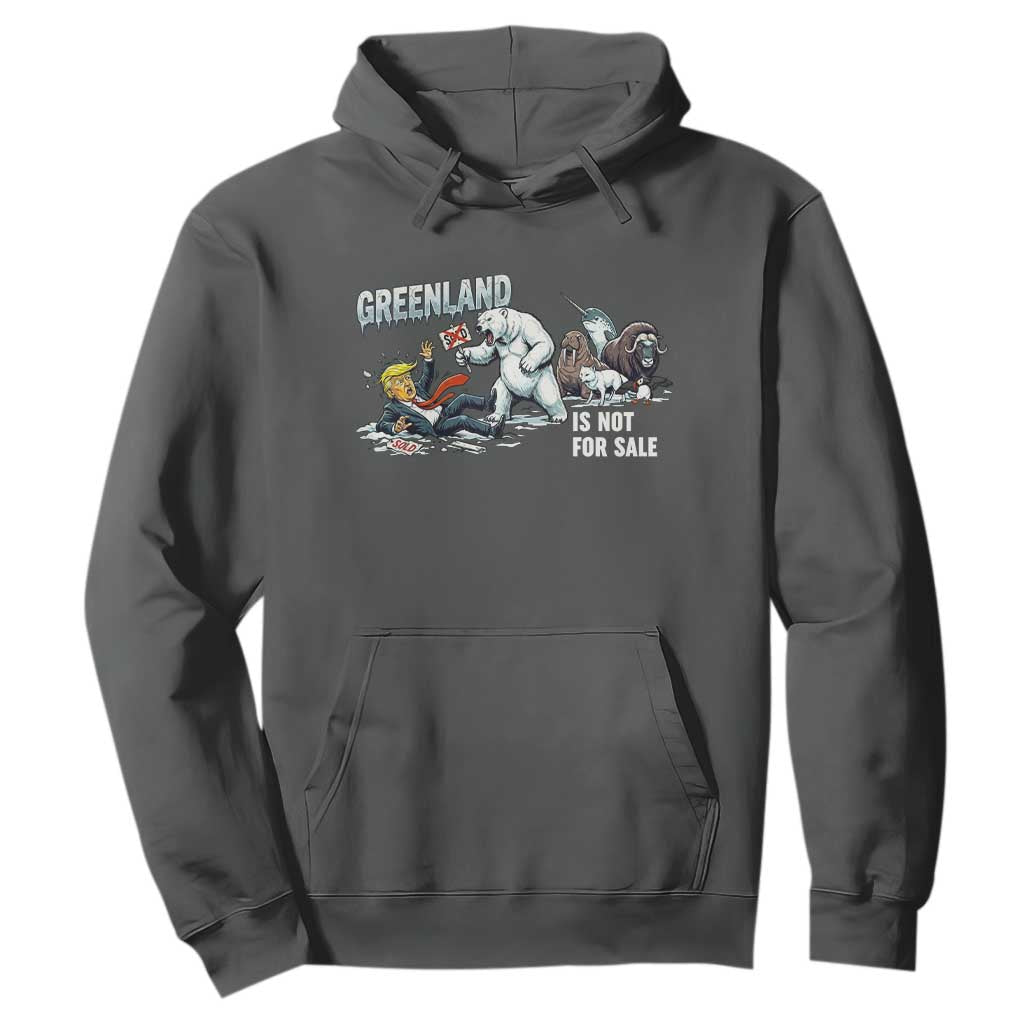 Greenland Not For Sale Hoodie Political Humor Gift TS12 Dark Heather Print Your Wear