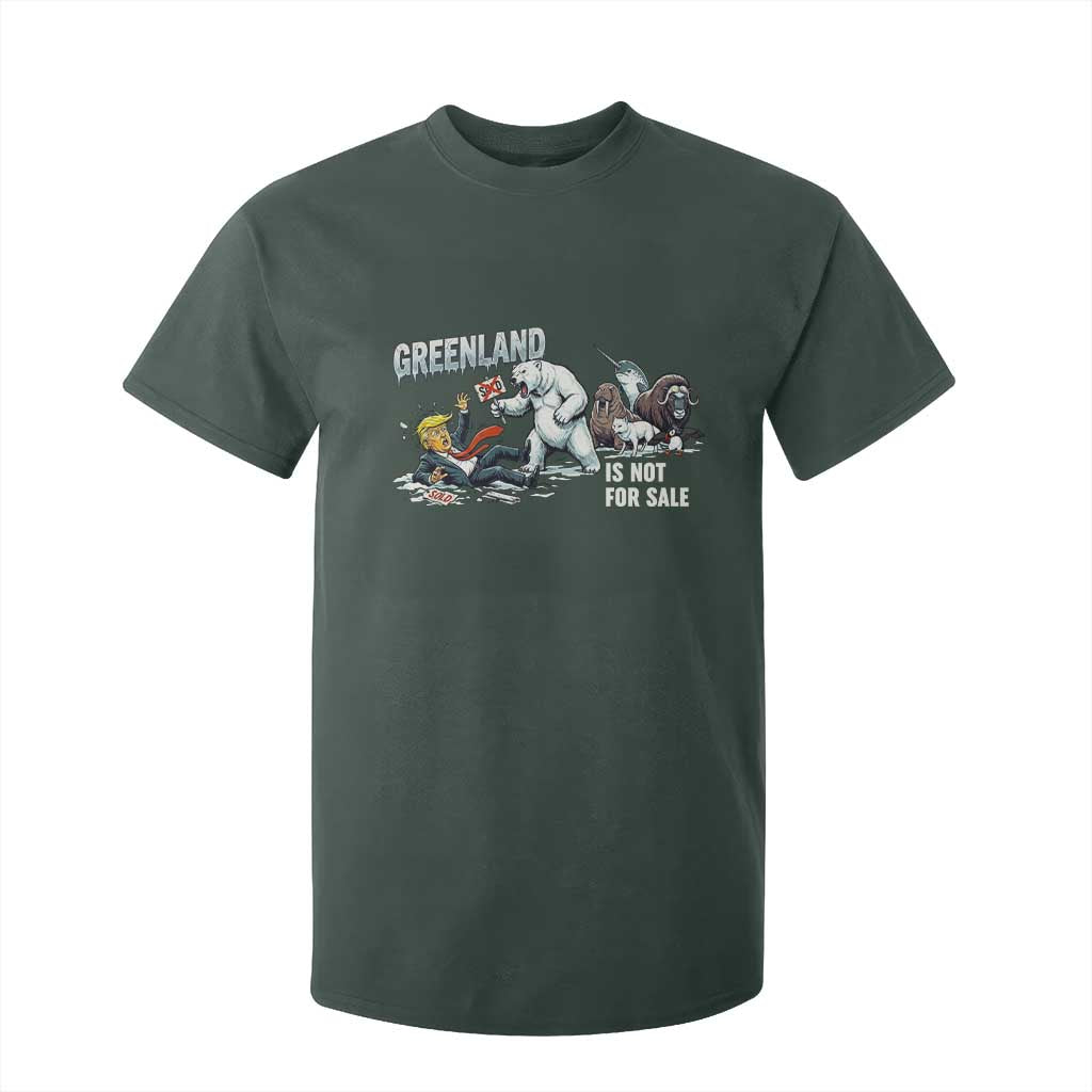 Greenland Not For Sale T Shirt For Kid Political Humor Gift TS12 Dark Forest Green Print Your Wear