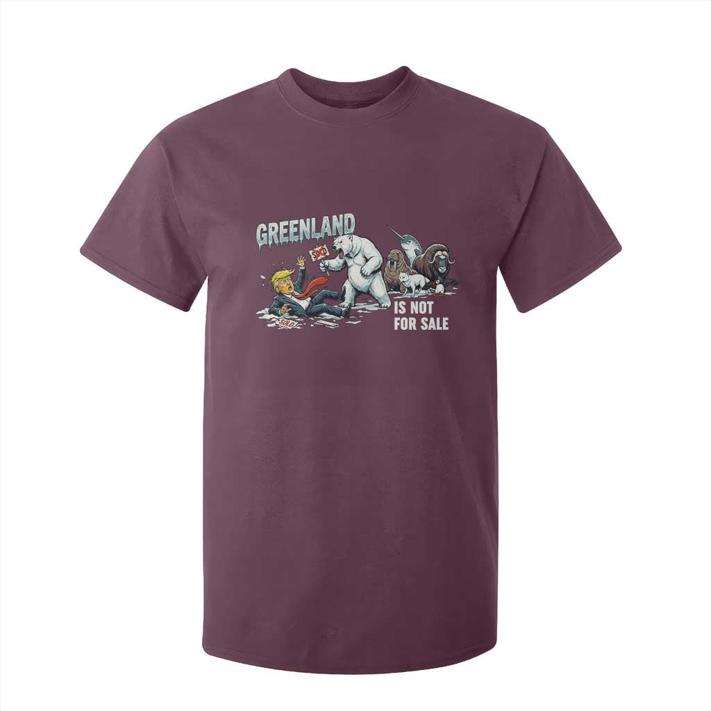 Greenland Not For Sale T Shirt For Kid Political Humor Gift TS12 Maroon Print Your Wear