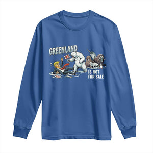 Greenland Not For Sale Long Sleeve Shirt Political Humor Gift TS12 Royal Blue Print Your Wear