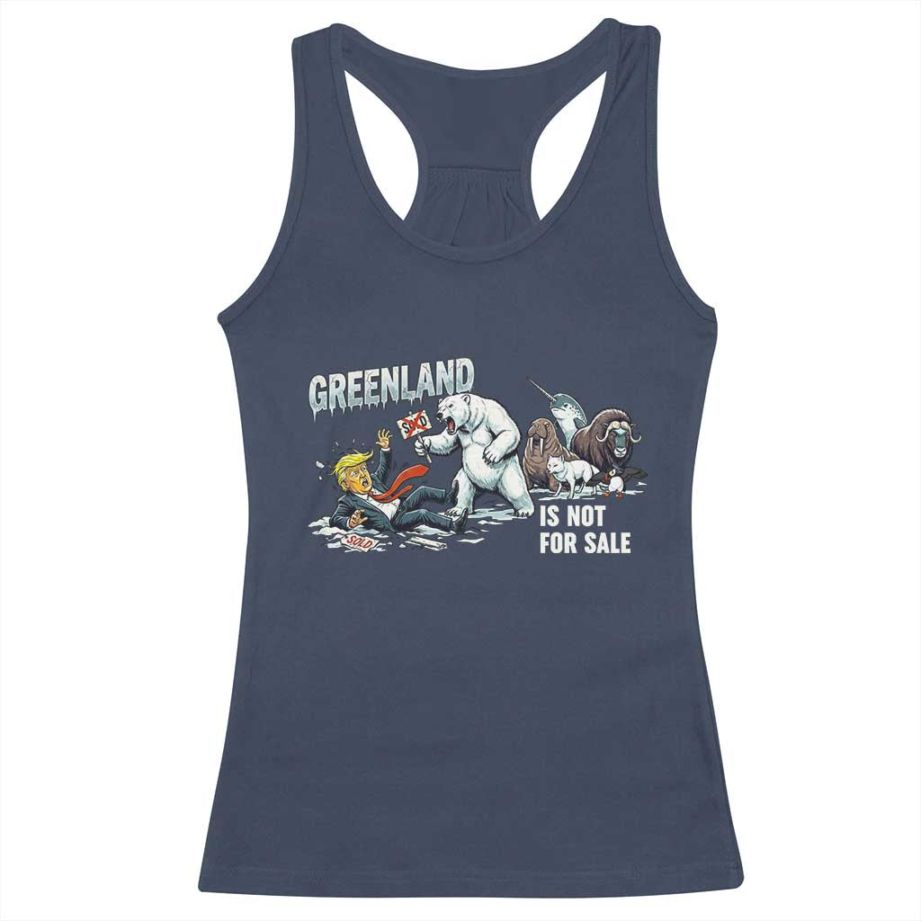 Greenland Not For Sale Racerback Tank Top Political Humor Gift TS12 Navy Print Your Wear