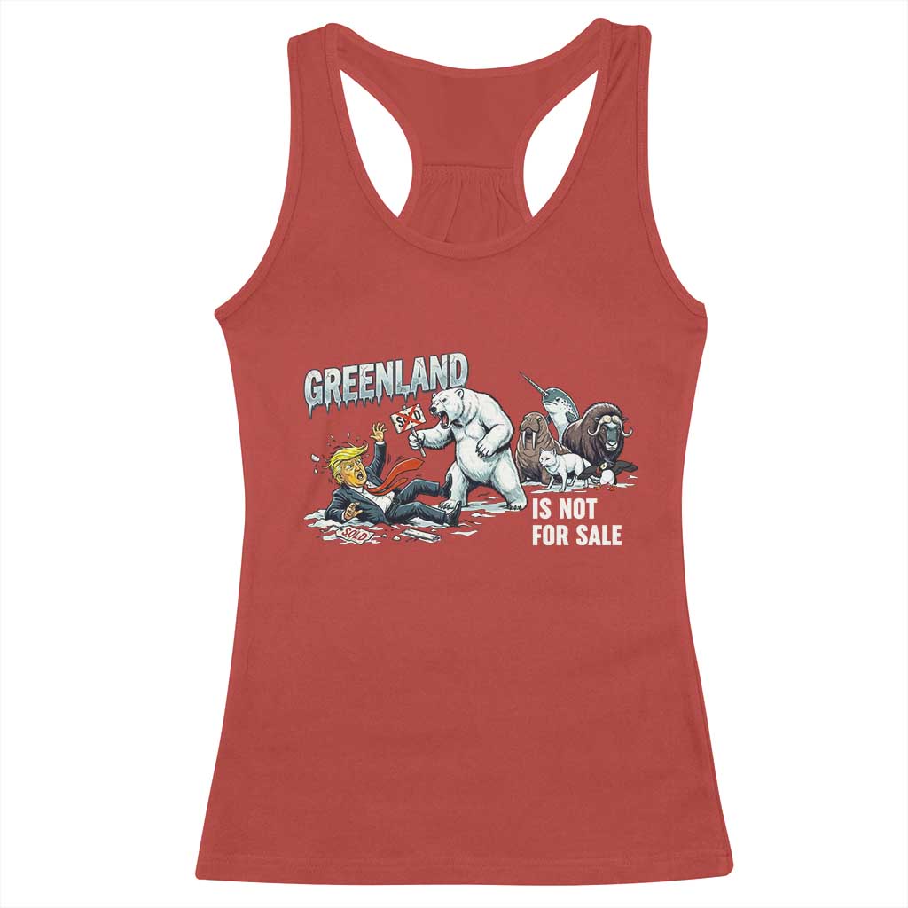 Greenland Not For Sale Racerback Tank Top Political Humor Gift TS12 Red Print Your Wear