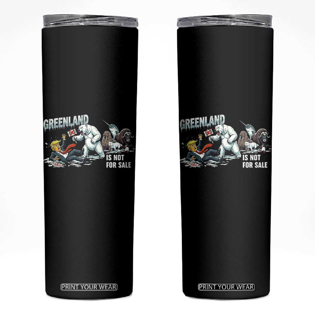 Greenland Not For Sale Skinny Tumbler Political Humor Gift TS12 Black Print Your Wear