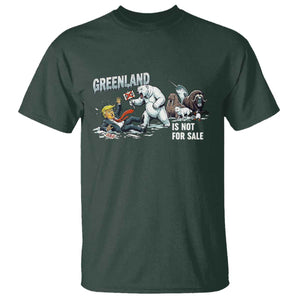 Greenland Not For Sale T Shirt Political Humor Gift TS12 Dark Forest Green Print Your Wear