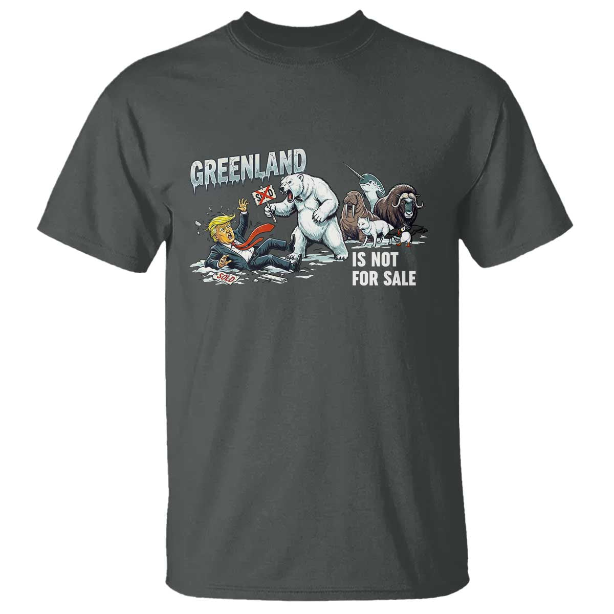 Greenland Not For Sale T Shirt Political Humor Gift TS12 Dark Heather Print Your Wear