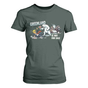 Greenland Not For Sale T Shirt For Women Political Humor Gift TS12 Dark Forest Green Print Your Wear