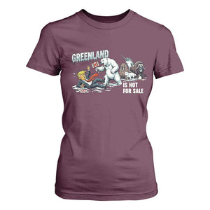 Greenland Not For Sale T Shirt For Women Political Humor Gift TS12 Maroon Print Your Wear