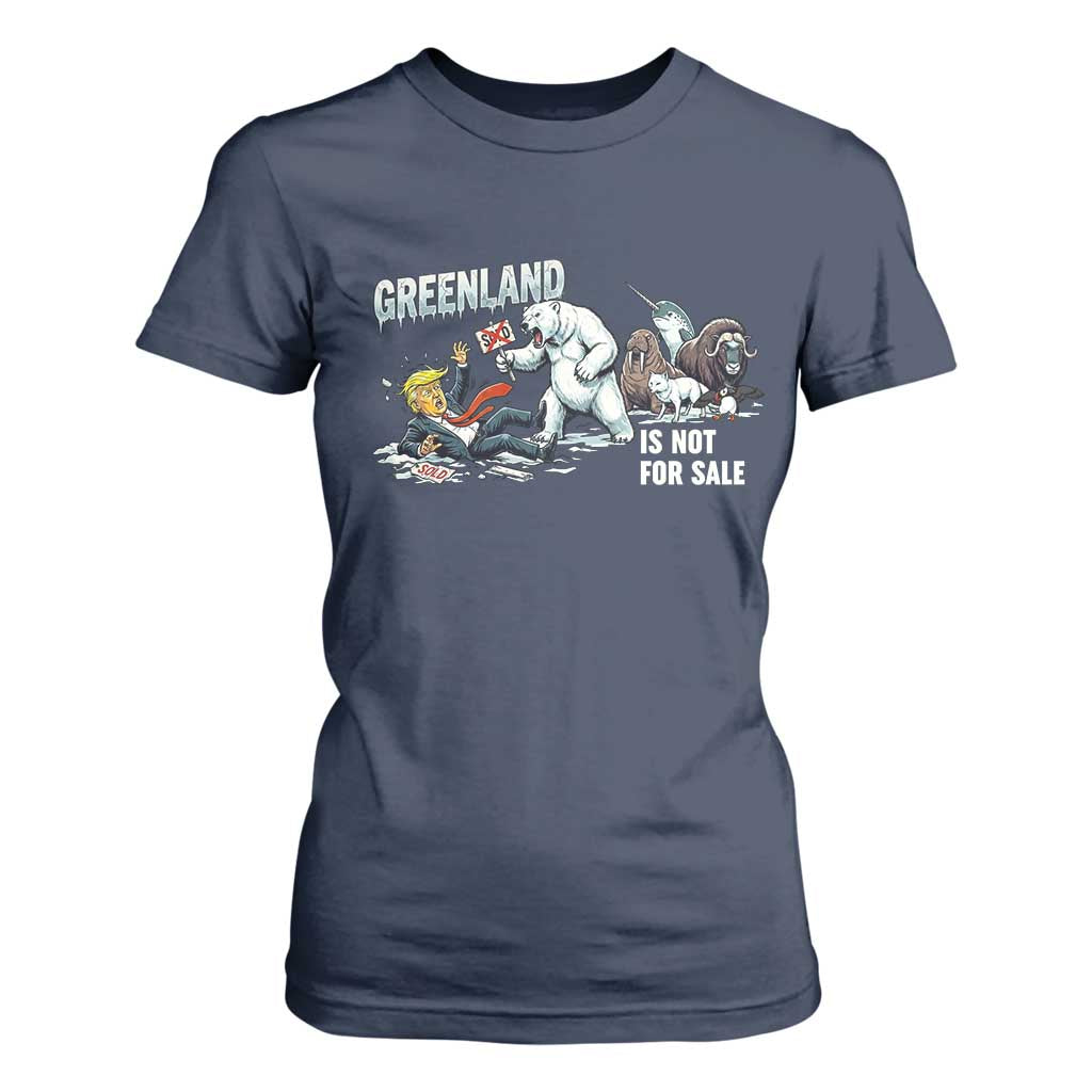 Greenland Not For Sale T Shirt For Women Political Humor Gift TS12 Navy Print Your Wear