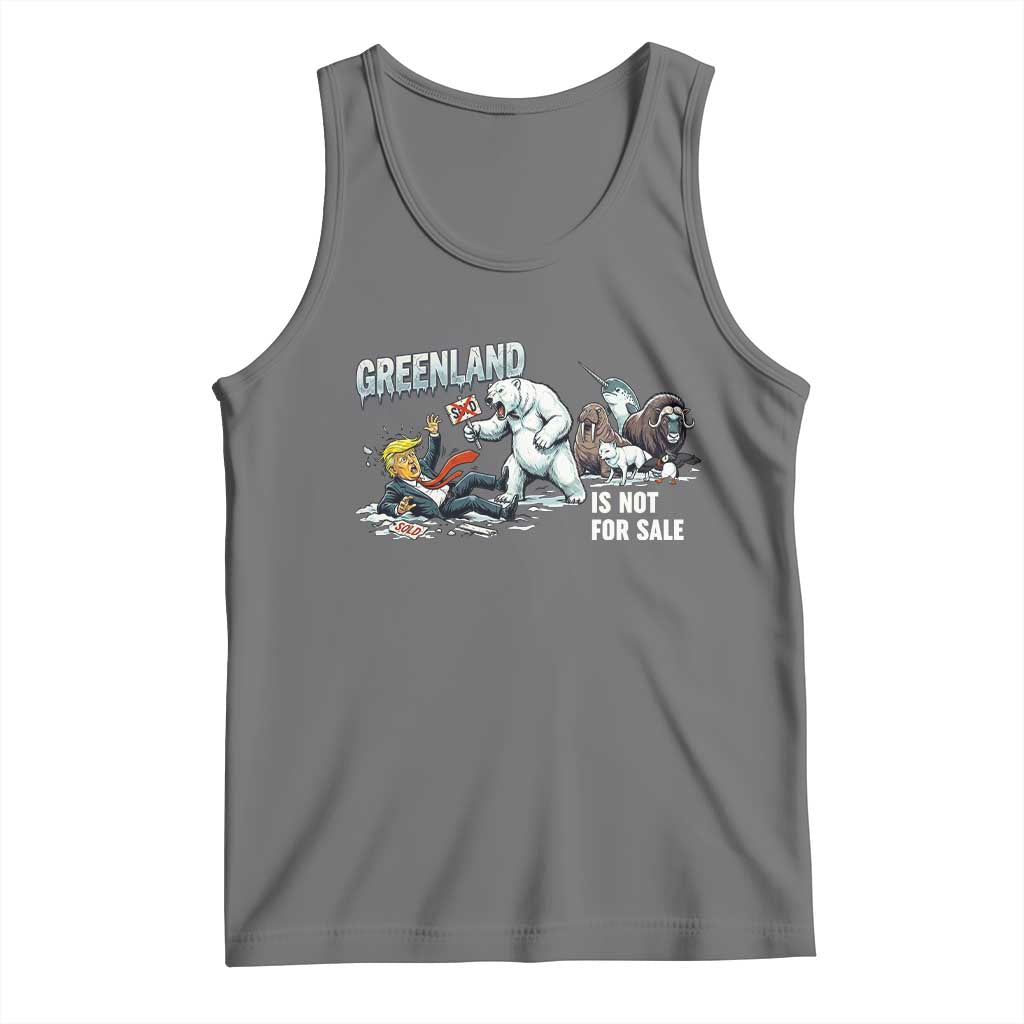 Greenland Not For Sale Tank Top Political Humor Gift TS12 Black Heather Print Your Wear