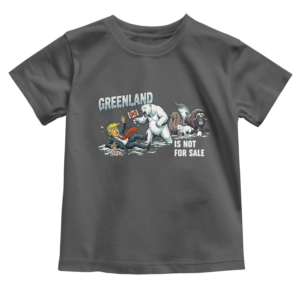 Greenland Not For Sale Toddler T Shirt Political Humor Gift TS12 Dark Heather Print Your Wear