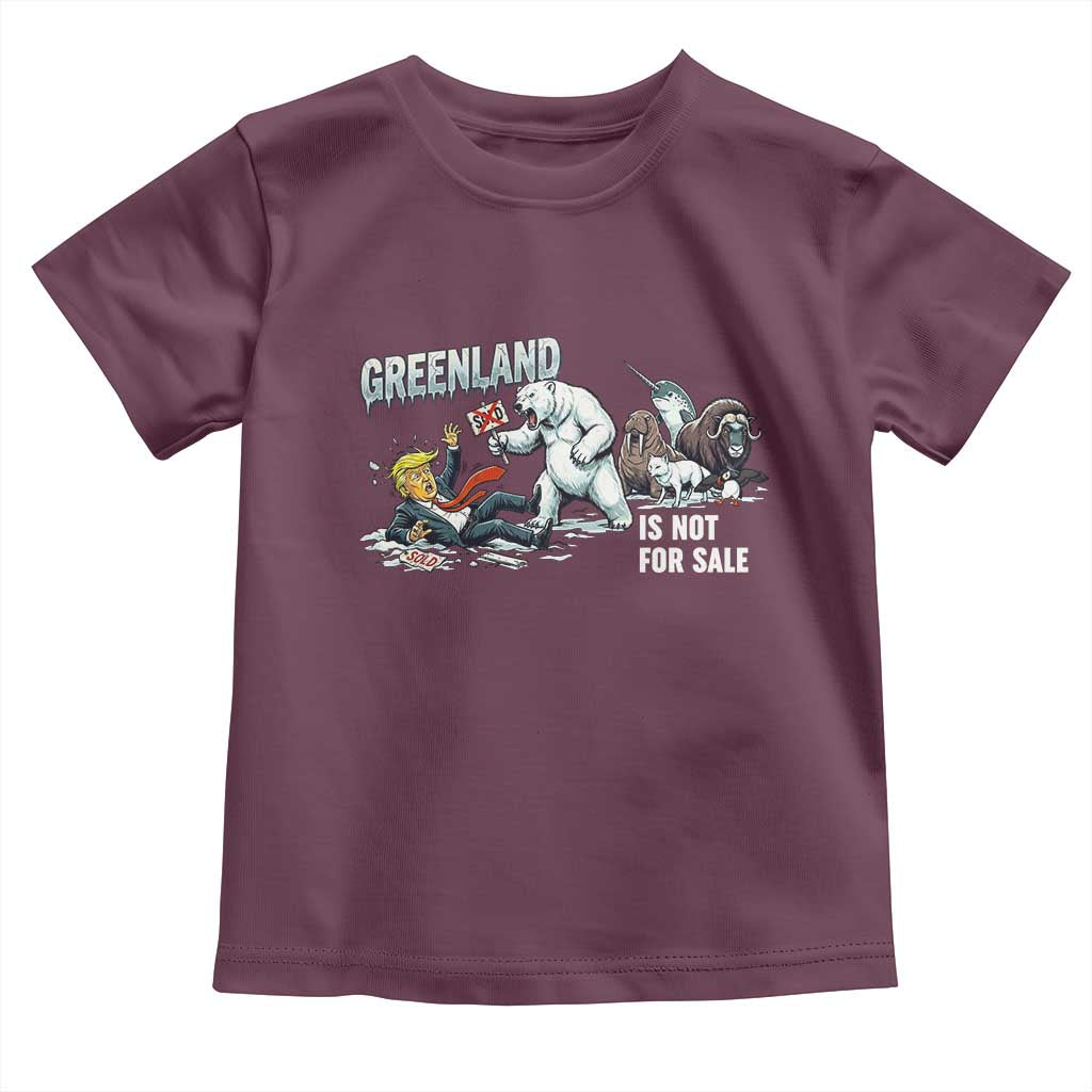 Greenland Not For Sale Toddler T Shirt Political Humor Gift TS12 Maroon Print Your Wear