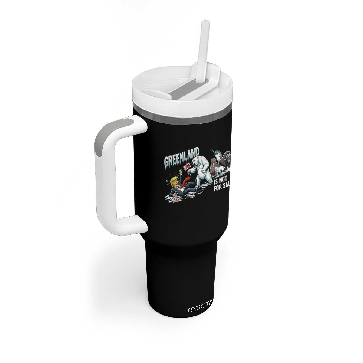 Greenland Not For Sale Tumbler With Handle Political Humor Gift TS12 Print Your Wear