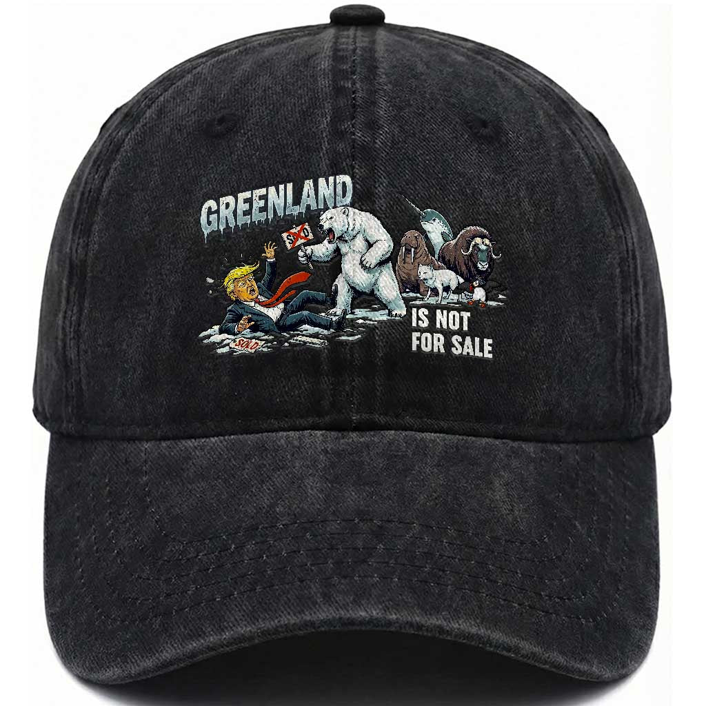Greenland Not For Sale Washed Cotton Baseball Cap Political Humor Gift TS12 Print Your Wear