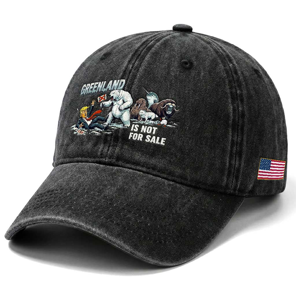 Greenland Not For Sale Washed Cotton Baseball Cap Political Humor Gift TS12 Print Your Wear