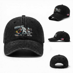 Greenland Not For Sale Washed Cotton Baseball Cap Political Humor Gift TS12 Washed Cap Universal Fit Black Print Your Wear