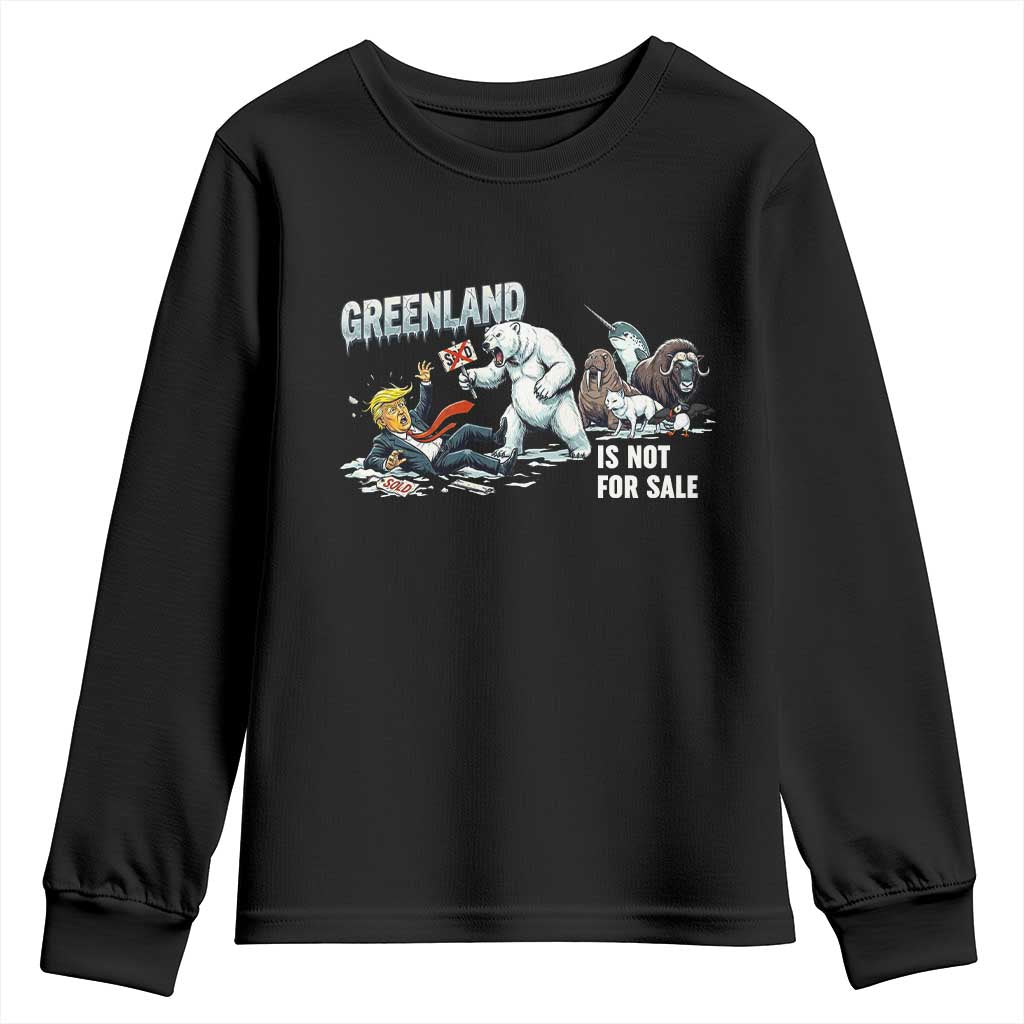 Greenland Not For Sale Youth Sweatshirt Political Humor Gift TS12 Black Print Your Wear