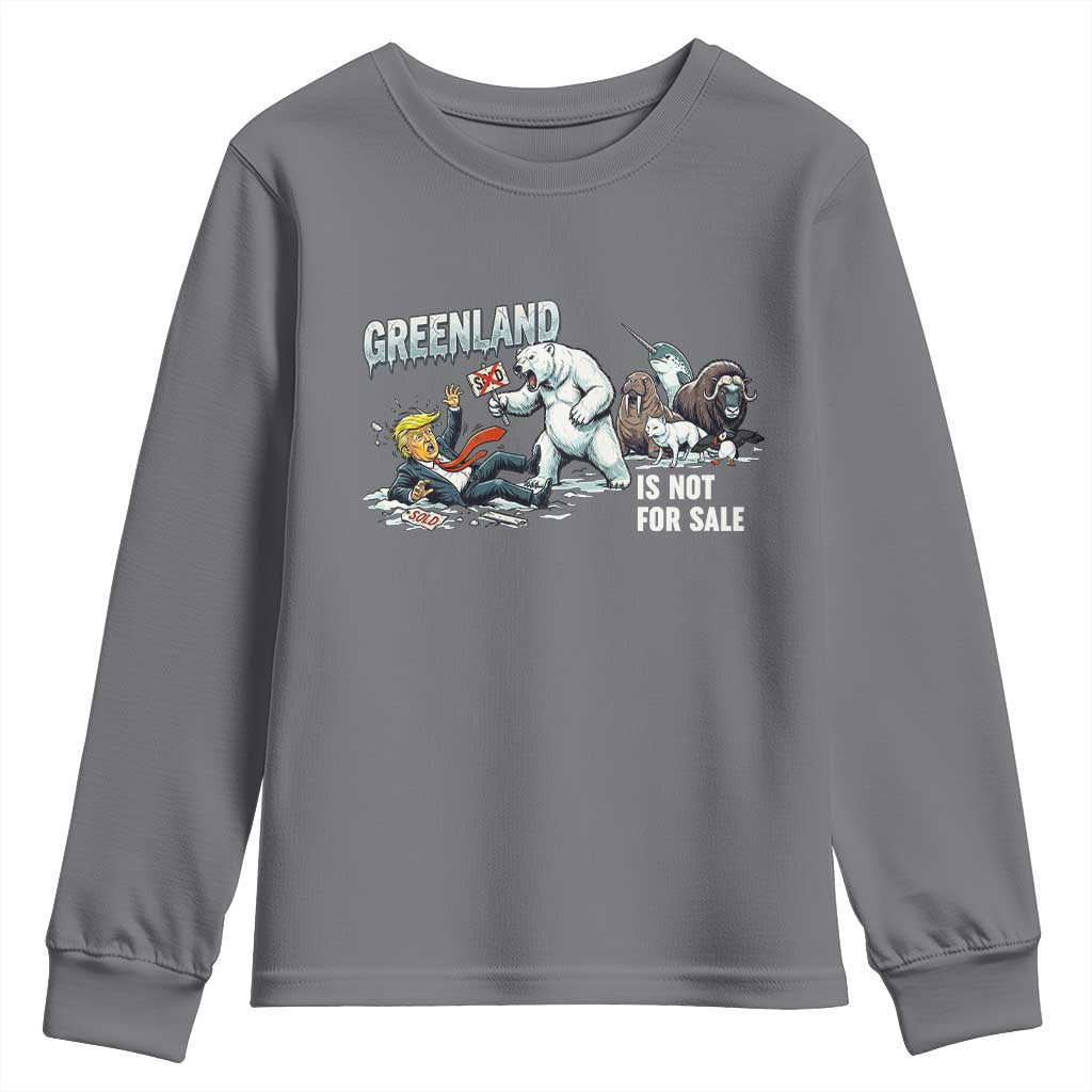 Greenland Not For Sale Youth Sweatshirt Political Humor Gift TS12 Charcoal Print Your Wear