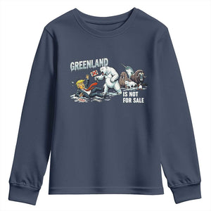 Greenland Not For Sale Youth Sweatshirt Political Humor Gift TS12 Navy Print Your Wear