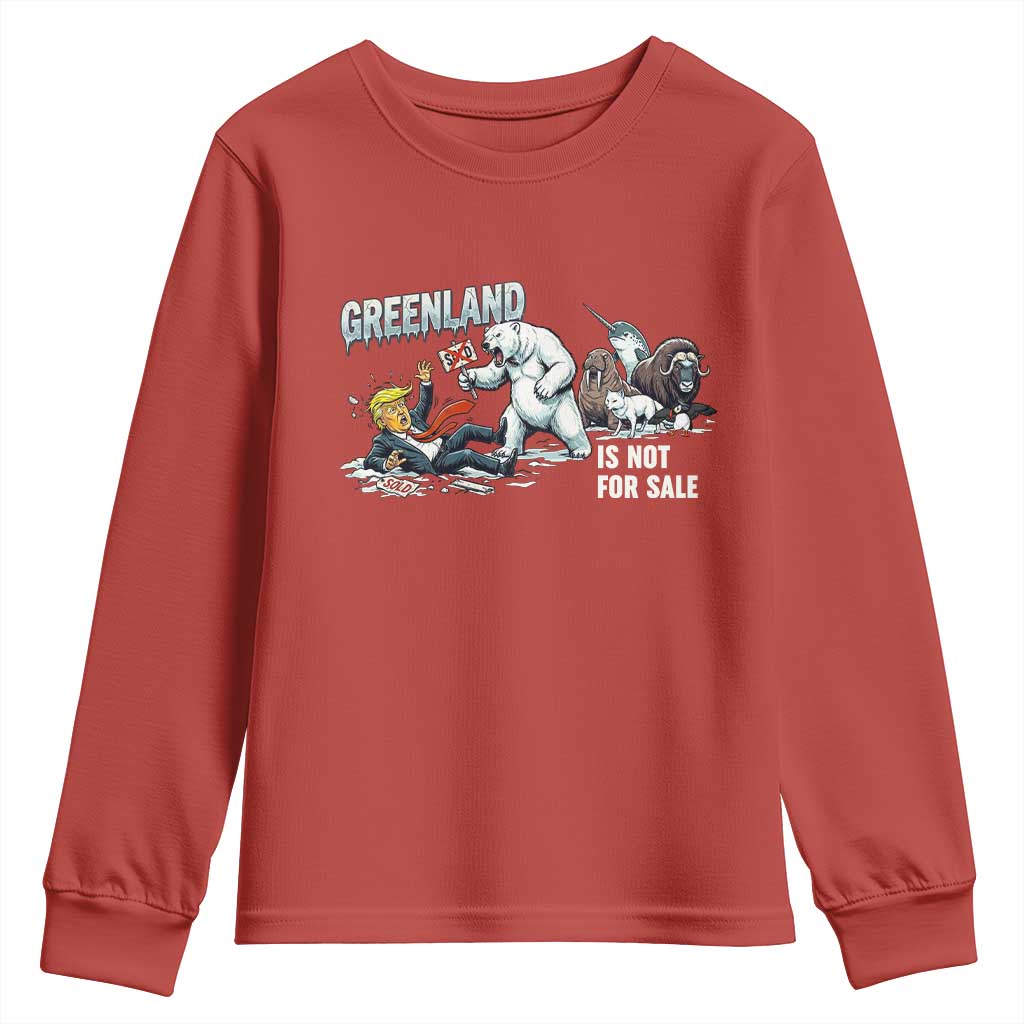 Greenland Not For Sale Youth Sweatshirt Political Humor Gift TS12 Red Print Your Wear