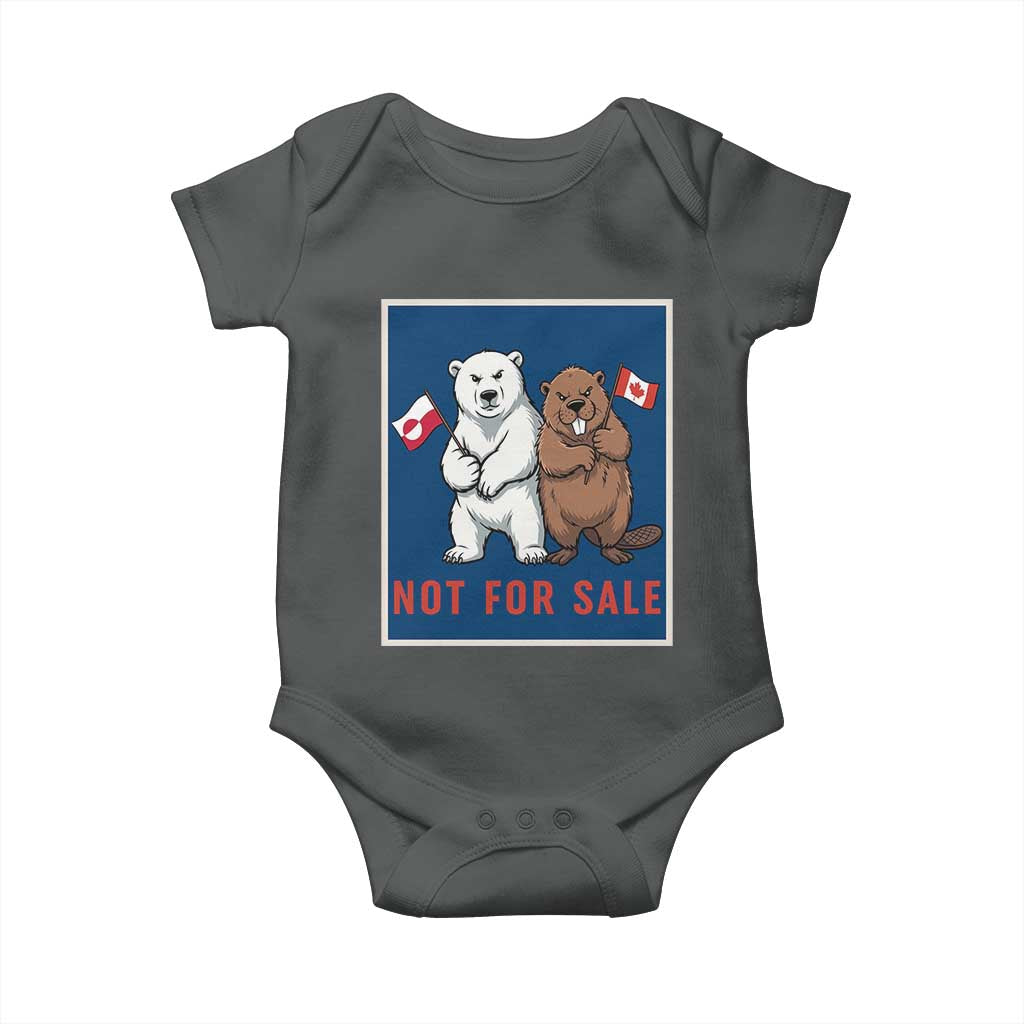 Funny Polar Bear And Beaver Political Protest Baby Onesie Not For Sale TS12 Dark Heather Print Your Wear