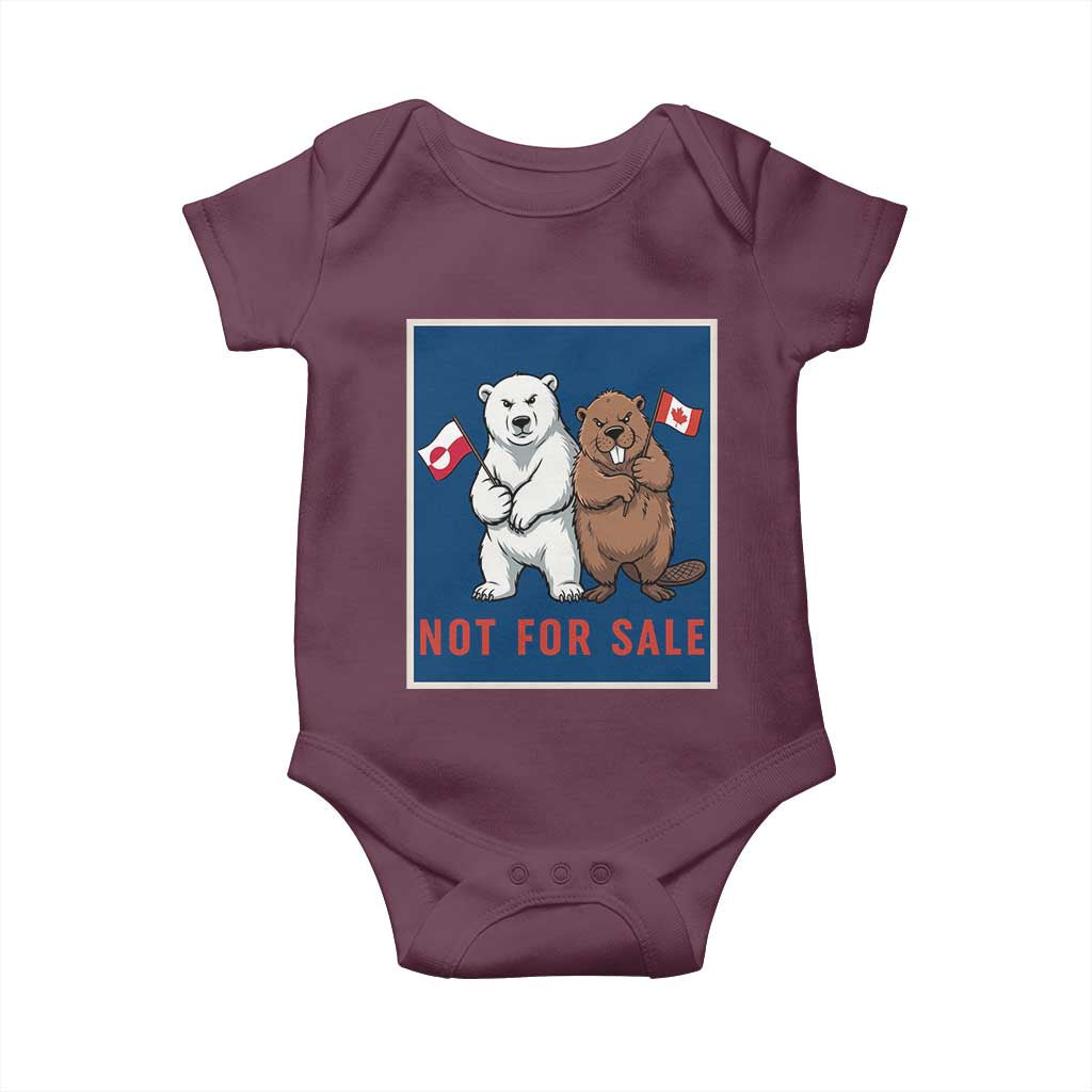 Funny Polar Bear And Beaver Political Protest Baby Onesie Not For Sale TS12 Maroon Print Your Wear