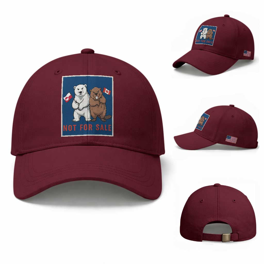 Funny Polar Bear And Beaver Political Protest Baseball Cap Not For Sale TS12 Baseball Cap Universal Fit Maroon Print Your Wear