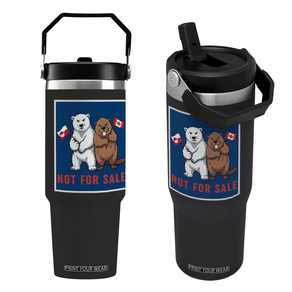 Funny Polar Bear And Beaver Political Protest Flip Straw Tumbler Not For Sale TS12 One Size: 30 oz Black Print Your Wear