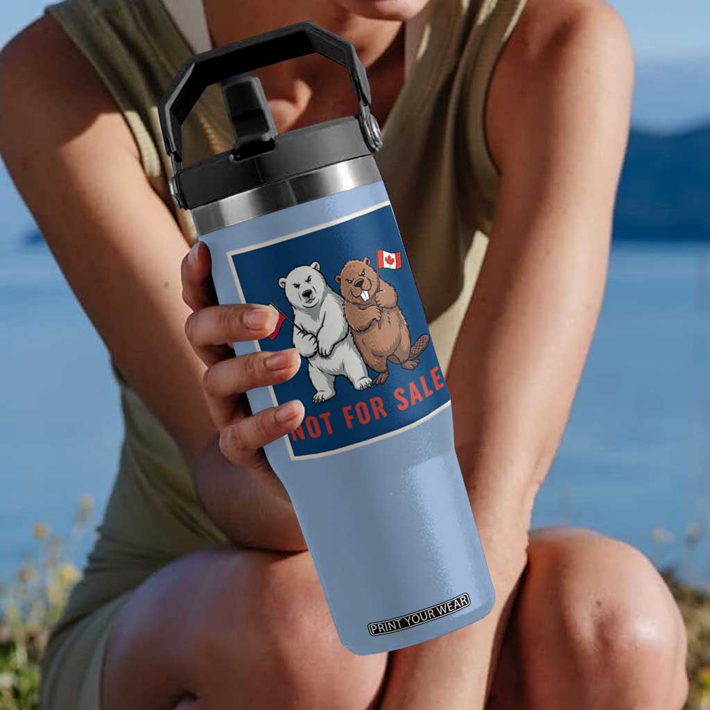 Funny Polar Bear And Beaver Political Protest Flip Straw Tumbler Not For Sale TS12 One Size: 30 oz Light Blue Print Your Wear