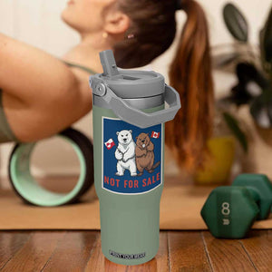 Funny Polar Bear And Beaver Political Protest Flip Straw Tumbler Not For Sale TS12 One Size: 30 oz Moss Green Print Your Wear