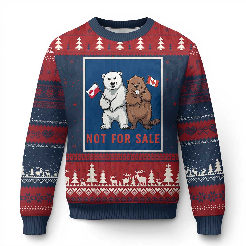 Funny Polar Bear And Beaver Political Protest Ugly Christmas Sweater Not For Sale TS12 Navy Red Print Your Wear