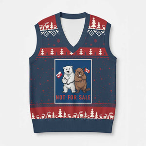 Funny Polar Bear And Beaver Political Protest V-Neck Knit Sweater Vest Not For Sale TS12 Navy Red Print Your Wear
