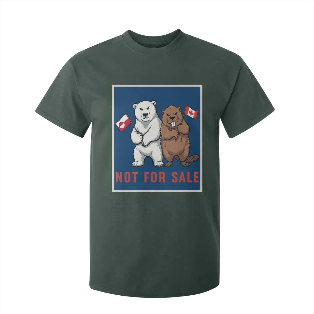 Funny Polar Bear And Beaver Political Protest T Shirt For Kid Not For Sale TS12 Dark Forest Green Print Your Wear