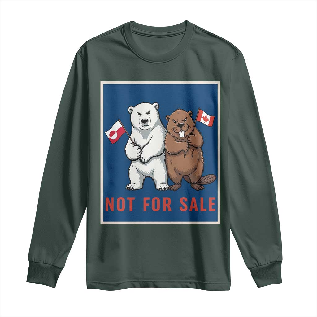 Funny Polar Bear And Beaver Political Protest Long Sleeve Shirt Not For Sale TS12 Dark Forest Green Print Your Wear
