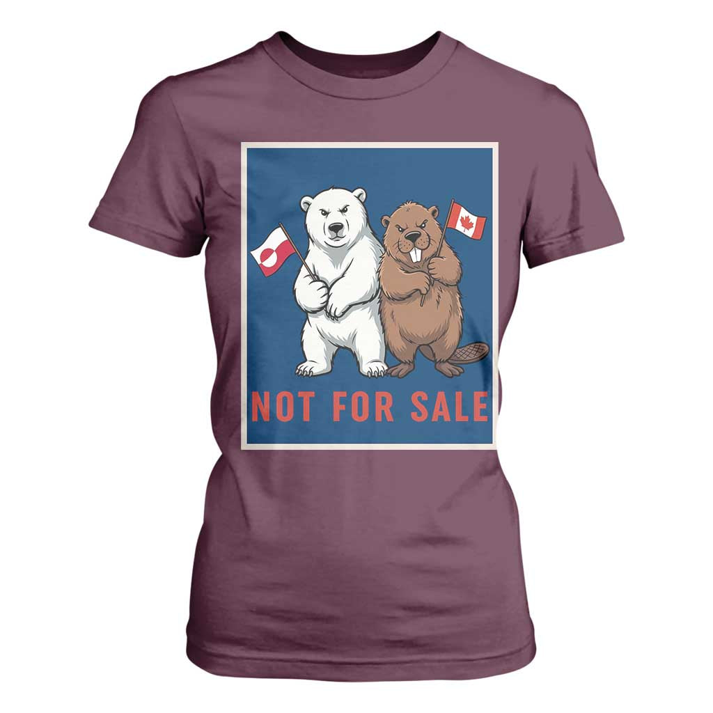 Funny Polar Bear And Beaver Political Protest T Shirt For Women Not For Sale TS12 Maroon Print Your Wear