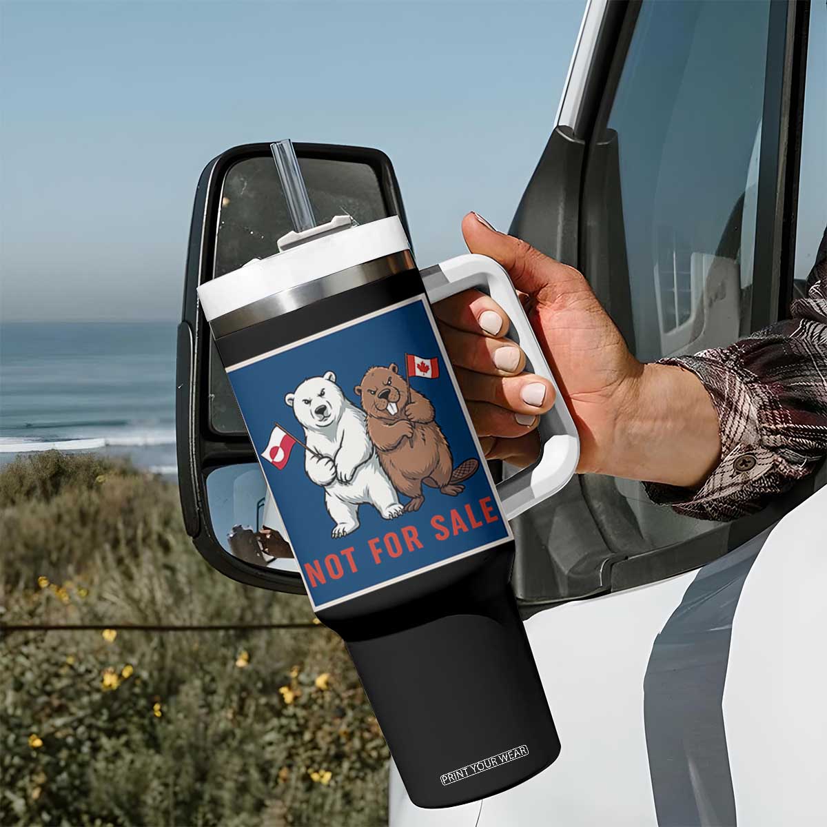 Funny Polar Bear And Beaver Political Protest Tumbler With Handle Not For Sale TS12 Print Your Wear