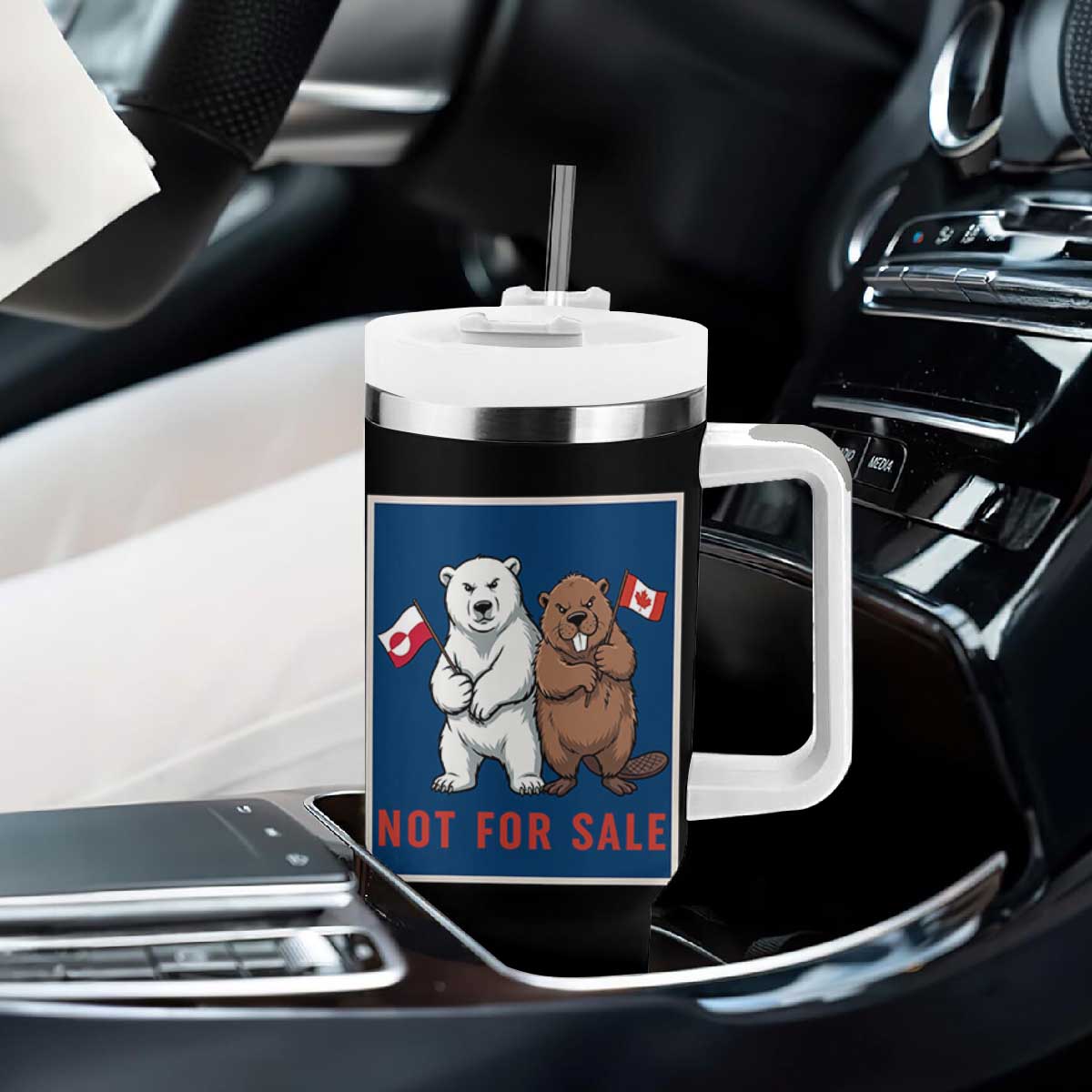 Funny Polar Bear And Beaver Political Protest Tumbler With Handle Not For Sale TS12 Print Your Wear