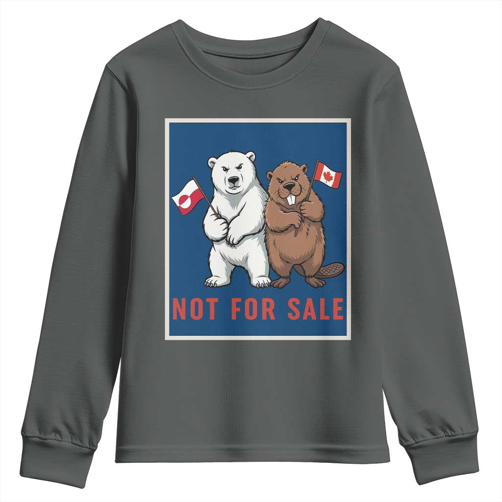 Funny Polar Bear And Beaver Political Protest Youth Sweatshirt Not For Sale TS12 Dark Heather Print Your Wear