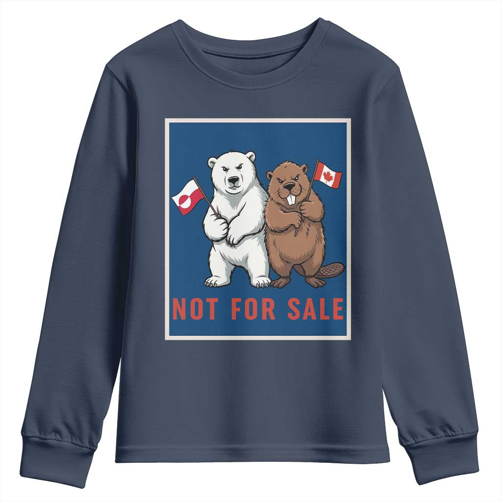 Funny Polar Bear And Beaver Political Protest Youth Sweatshirt Not For Sale TS12 Navy Print Your Wear