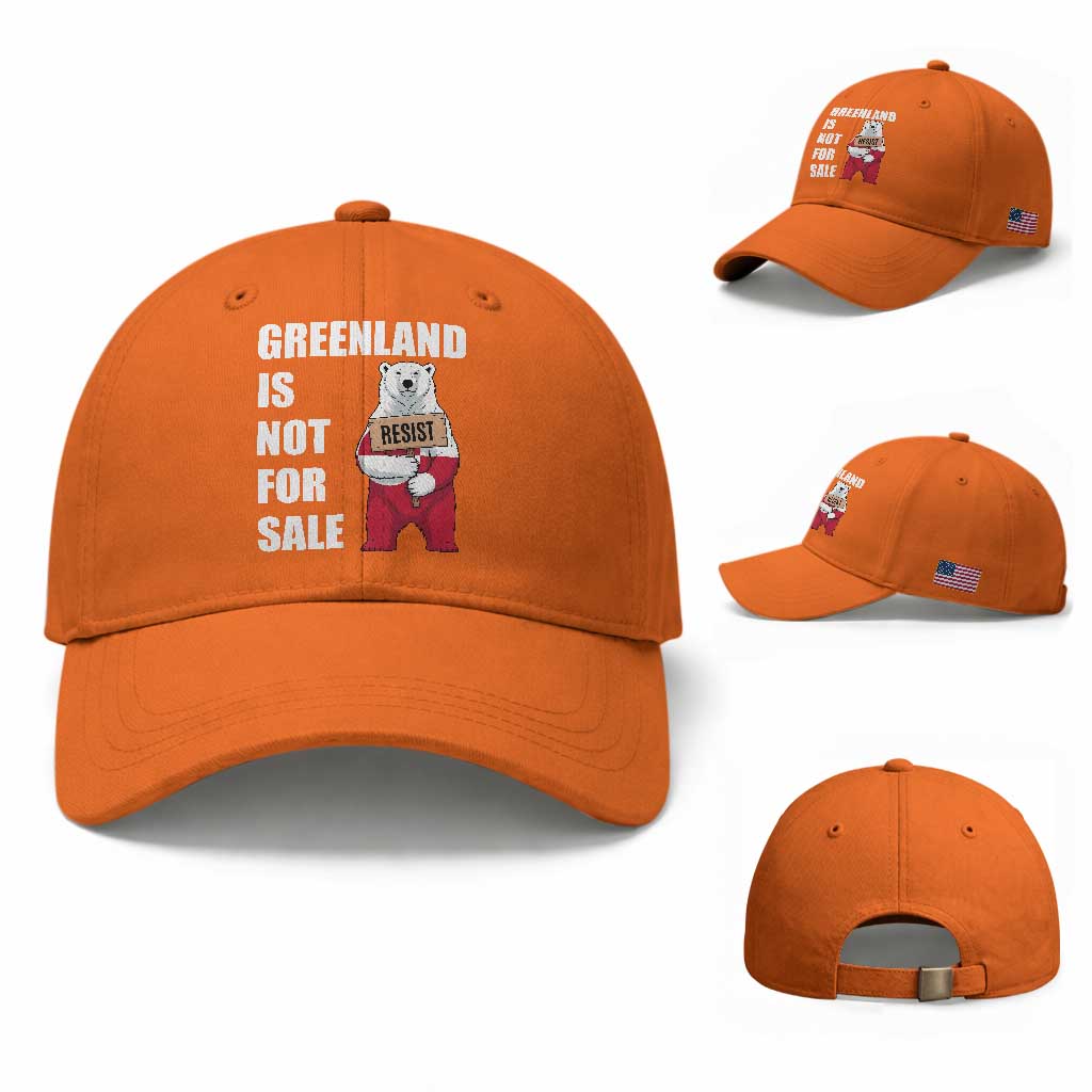 Greenland Not For Sale Baseball Cap Anti Authoritarian Political Gag Gift TS12 Baseball Cap Universal Fit Orange Print Your Wear