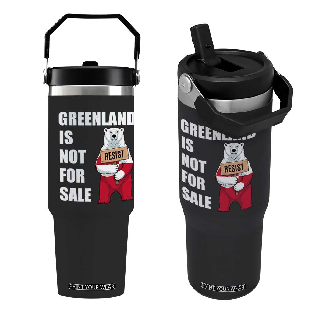 Greenland Not For Sale Flip Straw Tumbler Anti Authoritarian Political Gag Gift TS12 One Size: 30 oz Black Print Your Wear
