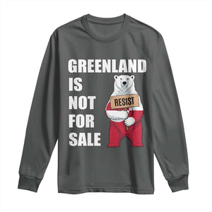 Greenland Not For Sale Long Sleeve Shirt Anti Authoritarian Political Gag Gift TS12 Dark Heather Print Your Wear