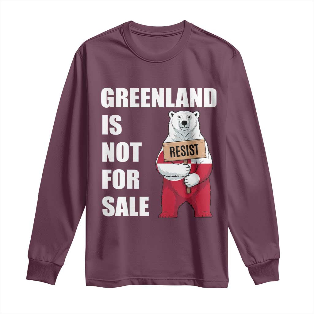 Greenland Not For Sale Long Sleeve Shirt Anti Authoritarian Political Gag Gift TS12 Maroon Print Your Wear